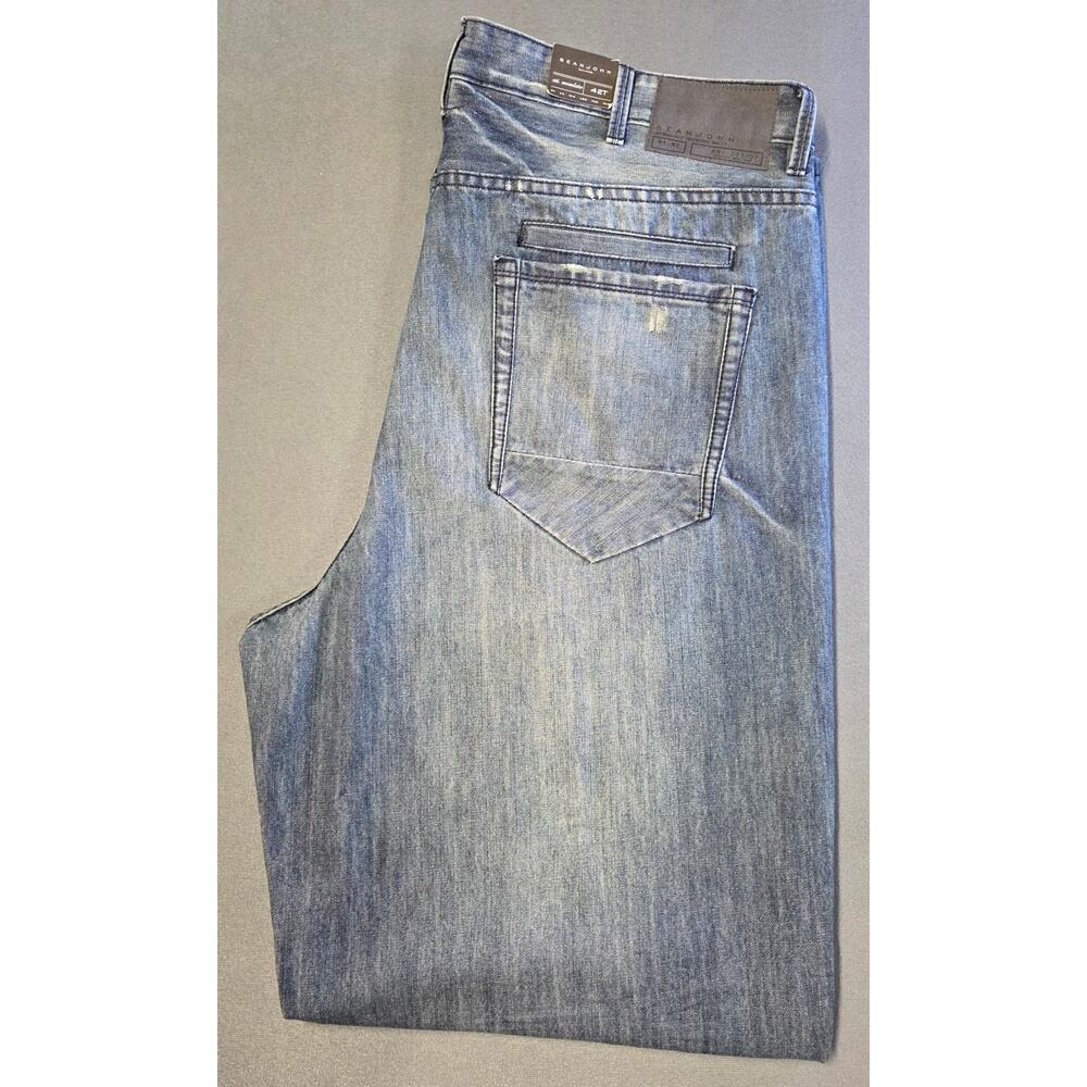 Sean John Mens Big Tall Jeans 42x37 Tapered  Dark Blue Denim New